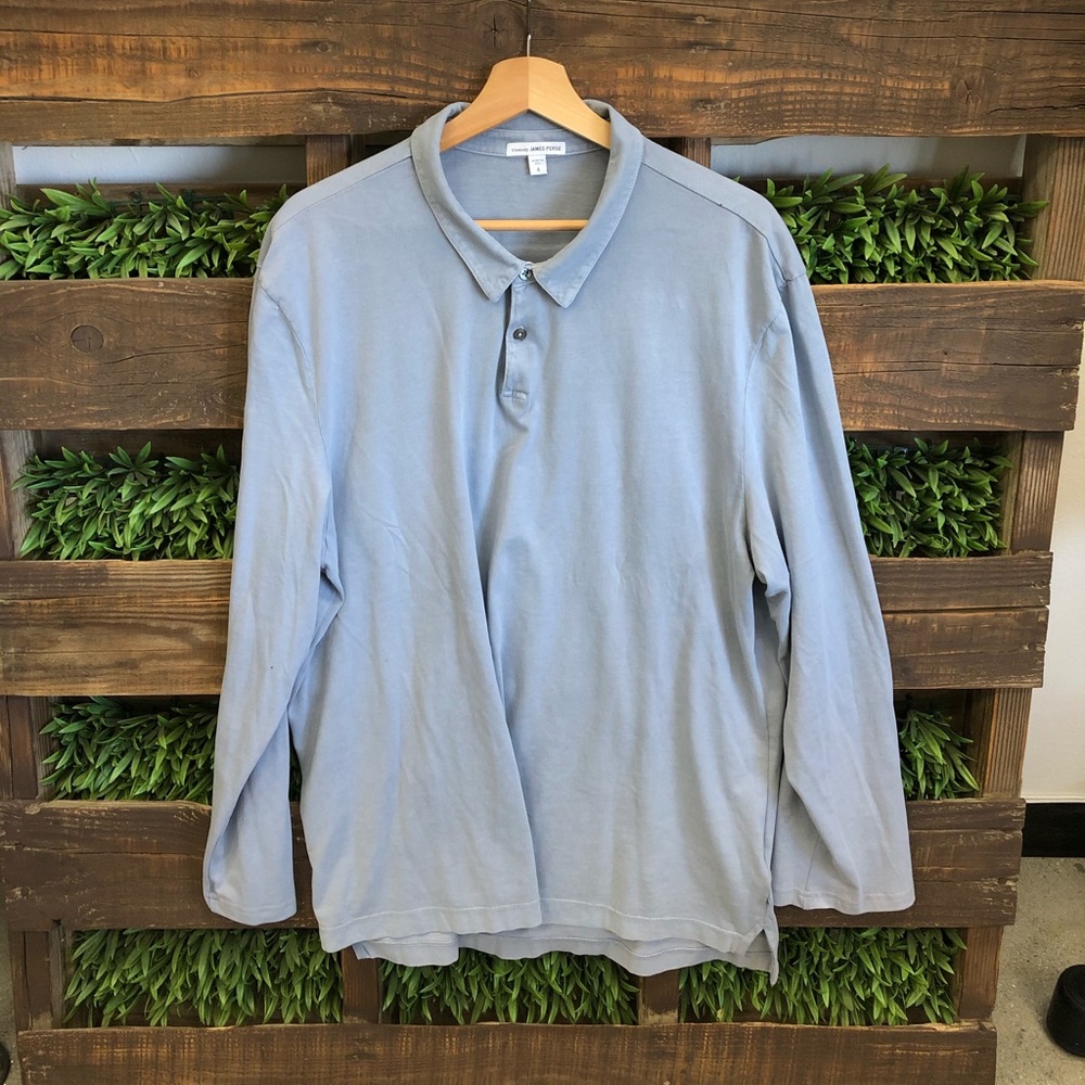 James Perse Men’s Long Sleeve Supima Polo Shirt